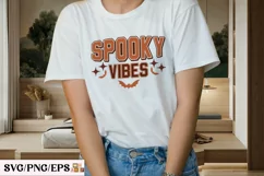 Retro Halloween Fall, Spooky Vibes SVG PNG T-shirt Design Product Image 3