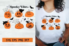 Spooky Vibes Halloween funny with Pumpkin face SVG