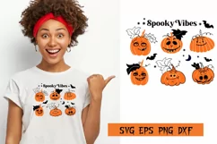 Spooky Vibes Halloween funny with Pumpkin face SVG