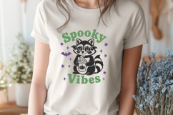 Spooky Vibes SVG PNG, Cute Halloween Raccoon Fall Design Product Image 2