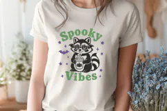 Spooky Vibes SVG PNG, Cute Halloween Raccoon Fall Design Product Image 2