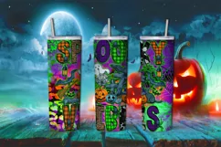 20 oz Skinny Halloween Tumbler Sublimation - Spooky Vibes Product Image 1
