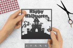 Happy Halloween Haunted House with Flying Witch Papercut Product Image 1