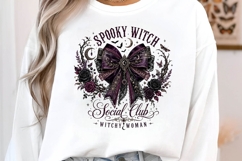 Spooky Witch Social Club Gothic Bow PNG Sublimation Design Product Image 2