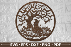 Spooky Witch Tree Wall Art SVG Product Image 1