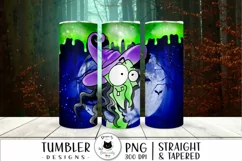 spooky halloween tumbler design with funny witch illustration