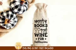 Halloween Wine Bag SVG | Spooky Books and Wine For Halloween Product Image 1