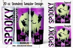 Spooky Vibes 20 oz Tumbler PNG | Purple Haunted Halloween Product Image 1
