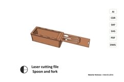 Spoon and fork box- laser cutting file Product Image 1