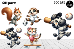 Bright animal sports clipart in the style of American sports Product Image 1