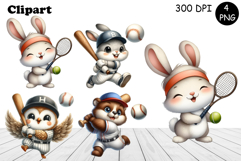 Bright animal sports clipart in the style of American sports Product Image 1