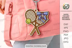 Sport Coquette Keychain Laser Cut. Tennis SVG Product Image 1