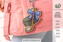 Sport Coquette Keychain Laser Cut. Hockey SVG Product Image 1