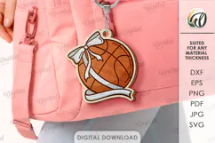 Sport Coquette Keychain Laser Cut. Basketball SVG Product Image 1