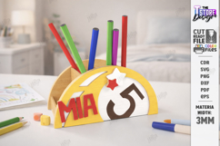 Sports Desk Organizer Laser Cut | Name Sign | Pencil Holder Product Image 1
