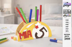 Sports Desk Organizer Laser Cut | Name Sign | Pencil Holder Product Image 1