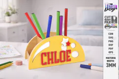 Sports Desk Organizer Laser Cut | Name Sign | Pencil Holder Product Image 1