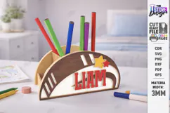 Sports Desk Organizer Laser Cut | Name Sign | Pencil Holder Product Image 1