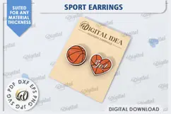 Basketball Earrings Laser Cut. Sports Stud Earrings SVG Product Image 1