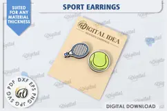 Tennis Earrings Laser Cut. Sports Stud Earrings SVG Product Image 1