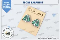 Sport Earrings Laser Cut. Sports Stud Earrings SVG Product Image 1