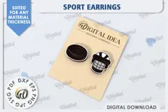 Hockey Earrings Laser Cut. Sports Stud Earrings SVG Product Image 1