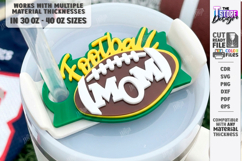 Sports Mom Stanley Topper Laser Cut | Football Mom Product Image 1