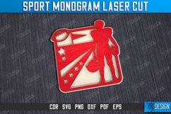 Sport Monogram Laser Cut Bundle, Sports Decor SVG, Gift Idea Product Image 2