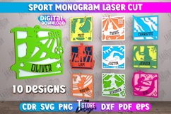 Sport Monogram Laser Cut Bundle, Monogram Sports SVG Product Image 1