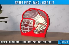 Sport Piggy Bank Laser Cut, Personalized Football Money Bank Product Image 1