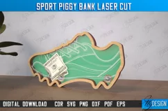 Sport Piggy Bank Laser Cut, Personalized Football Money Box Product Image 1