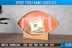 Sport Piggy Bank Laser Cut, Personalized Football Money Bank Product Image 1