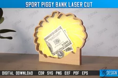 Sport Piggy Bank Laser Cut, Personalized Wooden Money Box Product Image 1