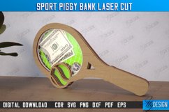 Sport Piggy Bank Laser Cut, Personalized Tennis Money Box Product Image 1