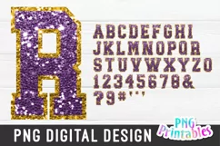 Glitter PNG Alphabet | Purple and Gold Alphabet Product Image 1