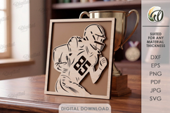 3D Sport Sign Laser Cut. American Football SVG Product Image 1