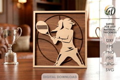3D Sport Sign Laser Cut. Tennis SVG Product Image 1