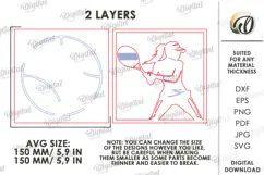 3D Sport Sign Laser Cut. Tennis SVG Product Image 2