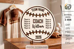 Sport Team Sign Laser Cut. Custom Sign With Stand SVG Product Image 1