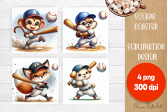 Funny animal Coaster Sublimation |cute sporting animals png Product Image 1