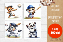 Funny animal Coaster Sublimation |cute sporting animals png Product Image 1