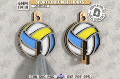 Sports Ball Wall Hooks Laser Cut|Hanger with Hook|Volleyball Product Image 1