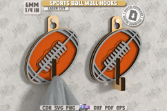 Sports Ball Wall Hooks Laser Cut|Hanger with Hook|Football Product Image 1