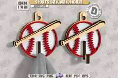 Sports Ball Wall Hooks Laser Cut|Hanger with Hook|Baseball Product Image 1