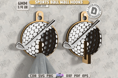 Sports Ball Wall Hooks Laser Cut|Hanger with Hook|Golf SVG Product Image 1