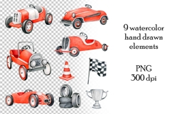 Red sports cars illustrations - 5 variations in retro style Product Image 2
