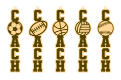 Sport Balls Gift for Coach Keychains Laser Cut Files Product Image 2
