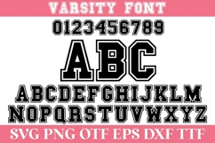 Varsity SVG Alphabet with Letters and Numbers Product Image 1