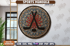 Multilayered Sports Mandala Laser Cut | Wall Art | Hockey Product Image 1