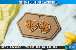 Sports Stud Earrings Laser Cut Bundle, Wood Jewelry Template Product Image 4